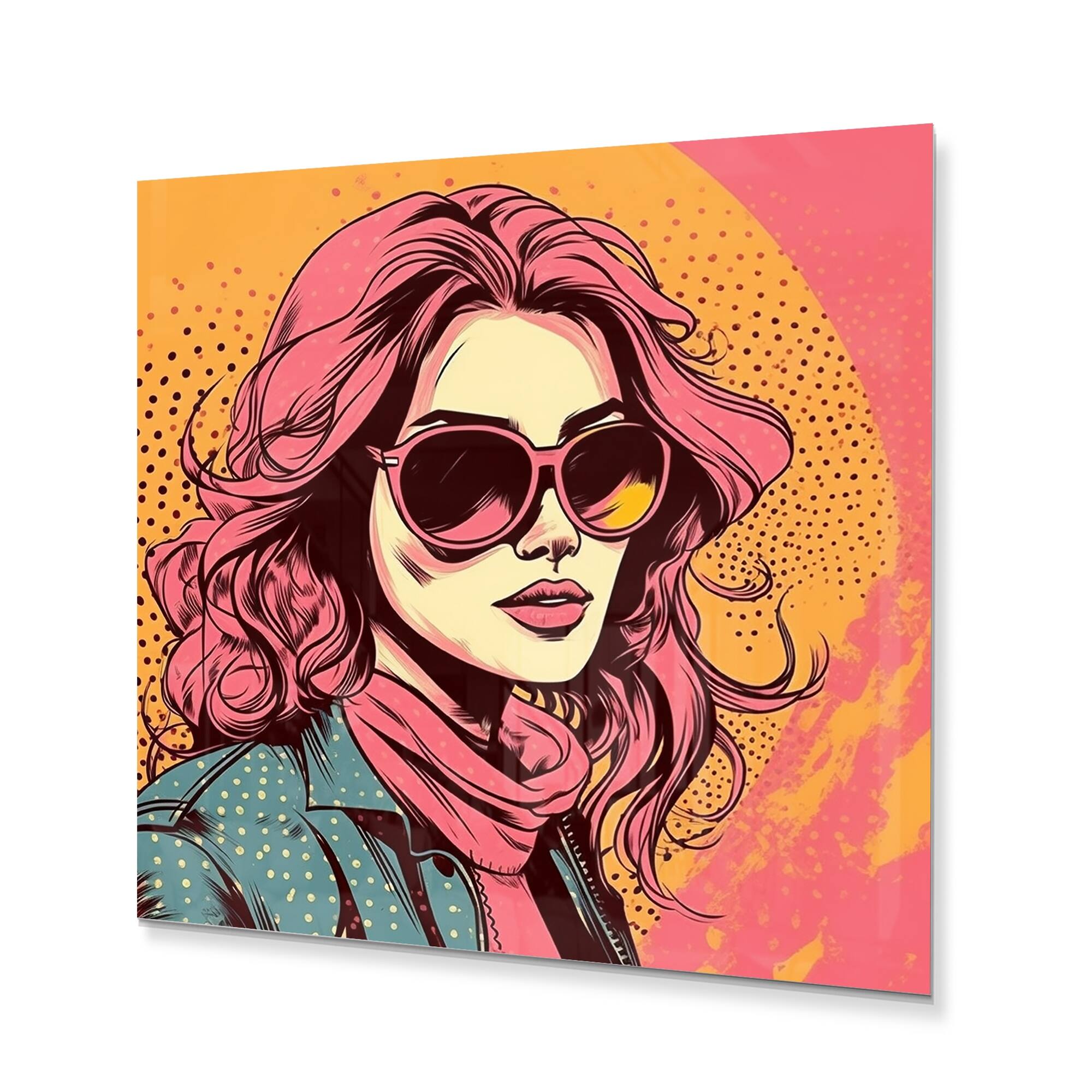 Designart "1950S Pop Art Pink Woman Portrait II" Celebrity Metal Wall